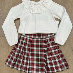 Ruffle collar Shirt & Skirt